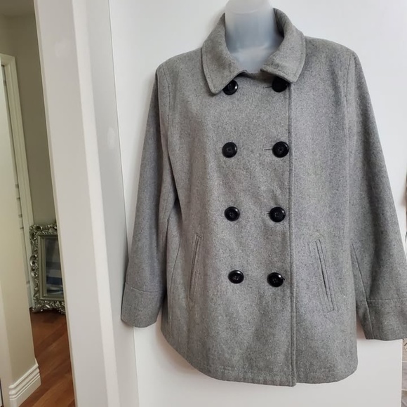 Old Navy Wool (38%) Blend Light Pea Coat Large 38-40 bust - Picture 1 of 6